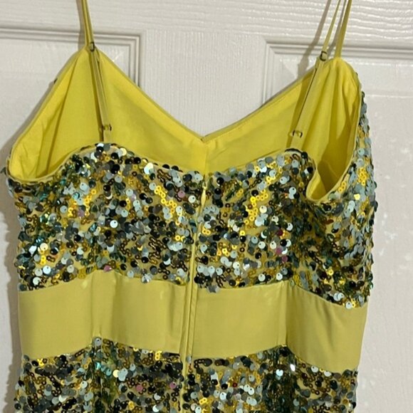 NWOT LDT Sequin Maxi Dress in Green and Gold - Picture 9 of 12